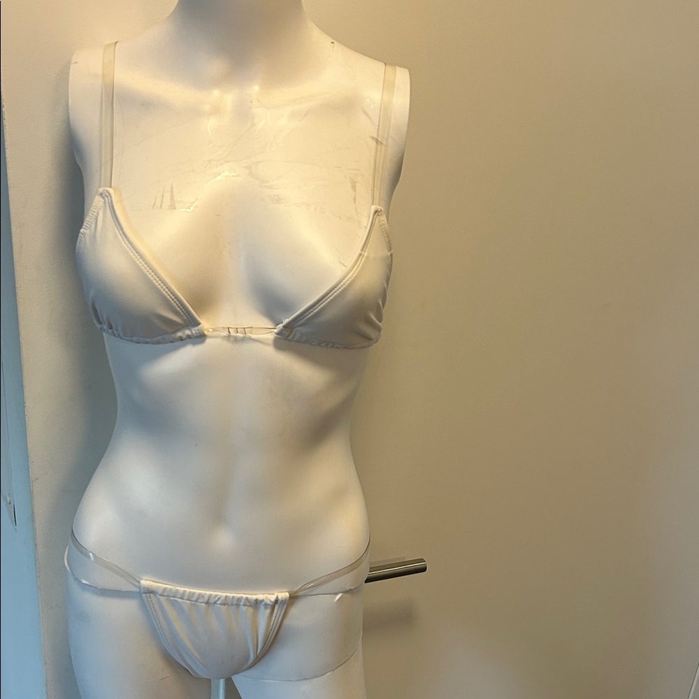 Fashion Nova White Satin Bra Set